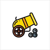 A cartoon cannon with a wheel and a barrel vector
