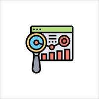 A magnifying glass and a chart icon vector