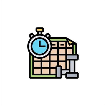 A calendar and clock icon on a white background vector