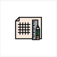 A pencil and a ruler on a piece of paper vector