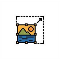 A line icon of a mountain and a sun vector