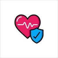 Heart health icon with check mark and heart vector