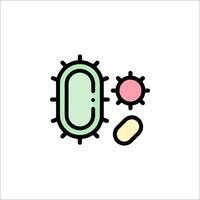 A line drawing of a virus and a bacteria vector