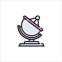 A flat line icon of a satellite on a stand vector