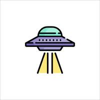 Alien spaceship icon, flat line style illustration vector