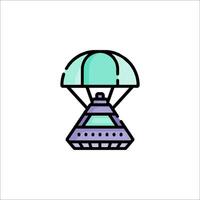 A cartoon of a parachute with a person inside vector