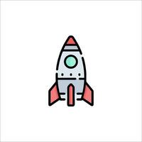 A rocket ship icon in a flat style vector