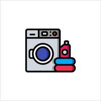 A washing machine and a stack of laundry vector