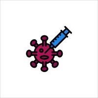 A cartoon virus with a syringe in its mouth vector
