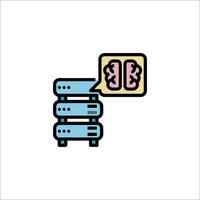 A computer with a speech bubble and a brain icon vector