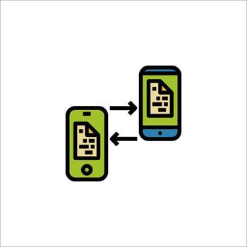 un móvil teléfono y un computadora son conectado a cada otro vector