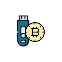 Bitcoin usb flash drive icon vector