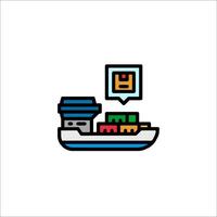 A shipping container icon with a map and a box vector
