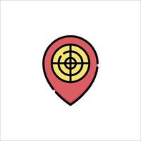 A red pin with a target on it vector