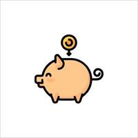 A piggy bank with a coin on top vector