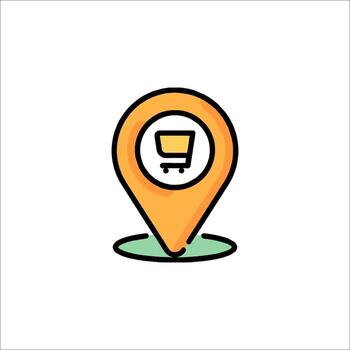 A map pointer with a shopping cart icon vector