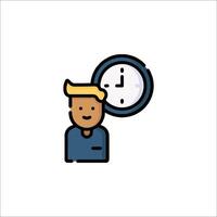 A man is holding a clock icon vector