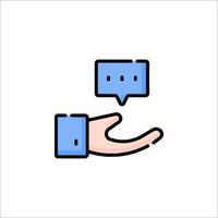 Hand with speech bubble icon on white background vector
