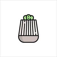A green and white striped container with a cactus inside vector