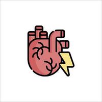 An illustration of a human heart with lightning vector