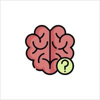 Brain icon with question mark illustration vector