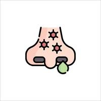 A cartoon nose with a green dot on it vector