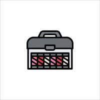 A black and white illustration of a suitcase with a bunch of candy vector