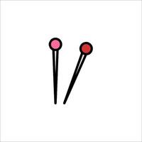 Two pins with red and pink balls on them vector