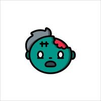 A cartoon zombie head with blood on it vector