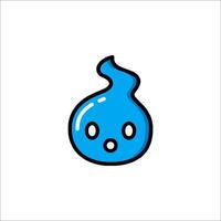 A blue water droplet icon with a face vector