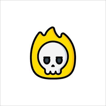 A skull with a fire on it in a flat style vector