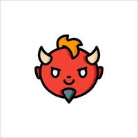 A cartoon devil head with horns and a red face vector