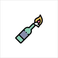 A bottle of wine with a lit candle icon vector
