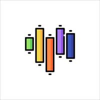 A rainbow colored bar graph icon vector