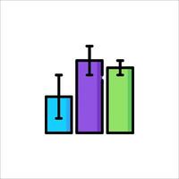 A colorful bar graph with three different colors vector