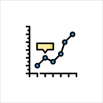 A graph line with a bar and a line vector