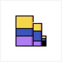 A bar chart icon with a yellow and blue bar vector