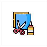 A pair of scissors and a box with scissors on it vector
