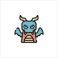 A cartoon dragon with horns and a big mouth vector