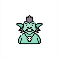 A green goblin with a skull on his head vector