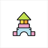 A colorful building with a green roof vector