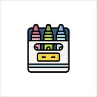 Crayons in a box icon illustration vector