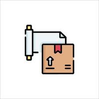 A box with a red ribbon on it and a paper roll vector