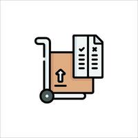 A box with a paper and a paper clip icon vector