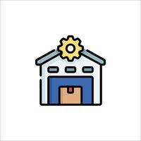 A factory building with a gear on top vector