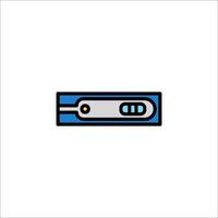 A blue and white icon of a thermometer vector