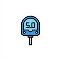 A blue and white icon of a meter vector