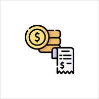 A hand holding a dollar coin and a receipt vector