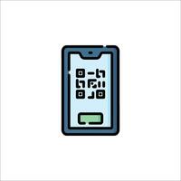 A phone with a qr code on it vector