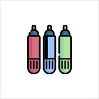 Three colored pens on a white background vector